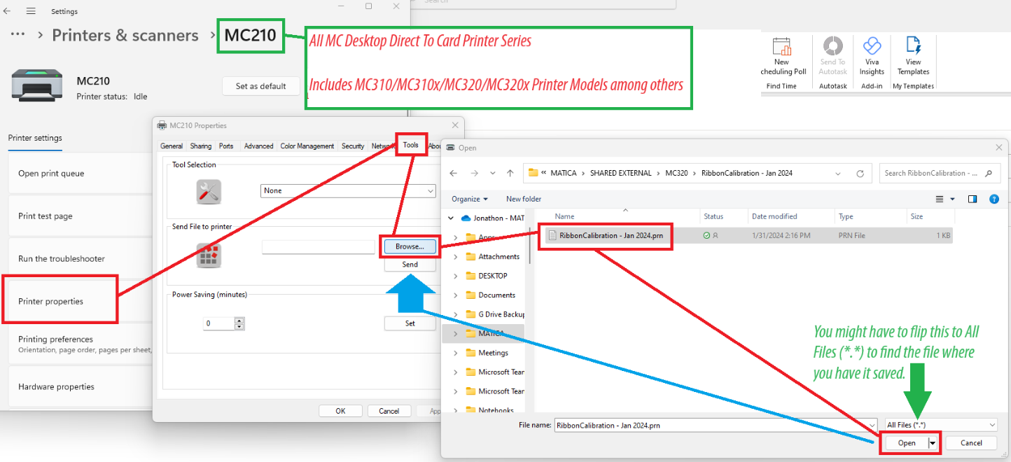Calibration process screenshot