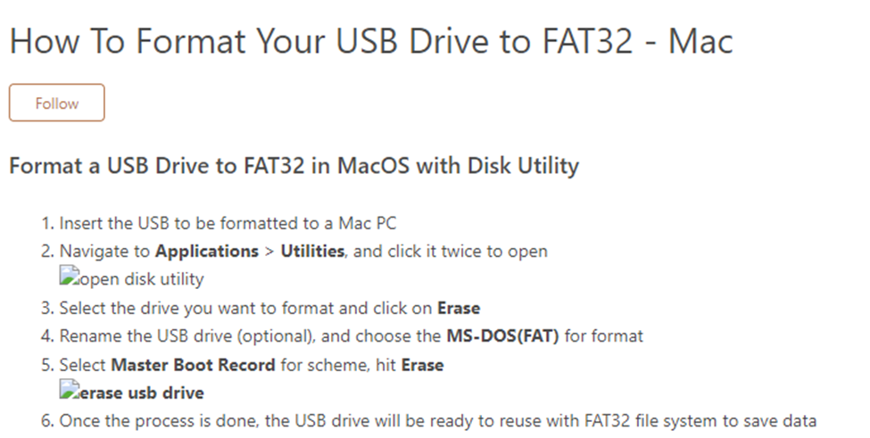 Mac USB formatting