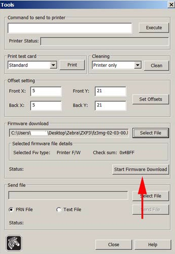 Start Firmware Download button